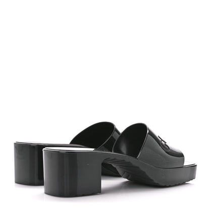 Gucci Rubber Gucci Logo Womens Platform 20/60mm Slide Sandals 38 Black 4 of 9