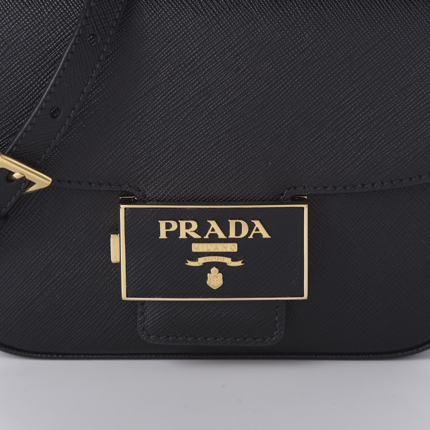 Prada Saffiano Lux Embleme Flap Shoulder Bag Black 9 of 9