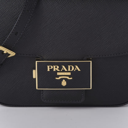 Prada Saffiano Lux Embleme Flap Shoulder Bag Black 9 of 9