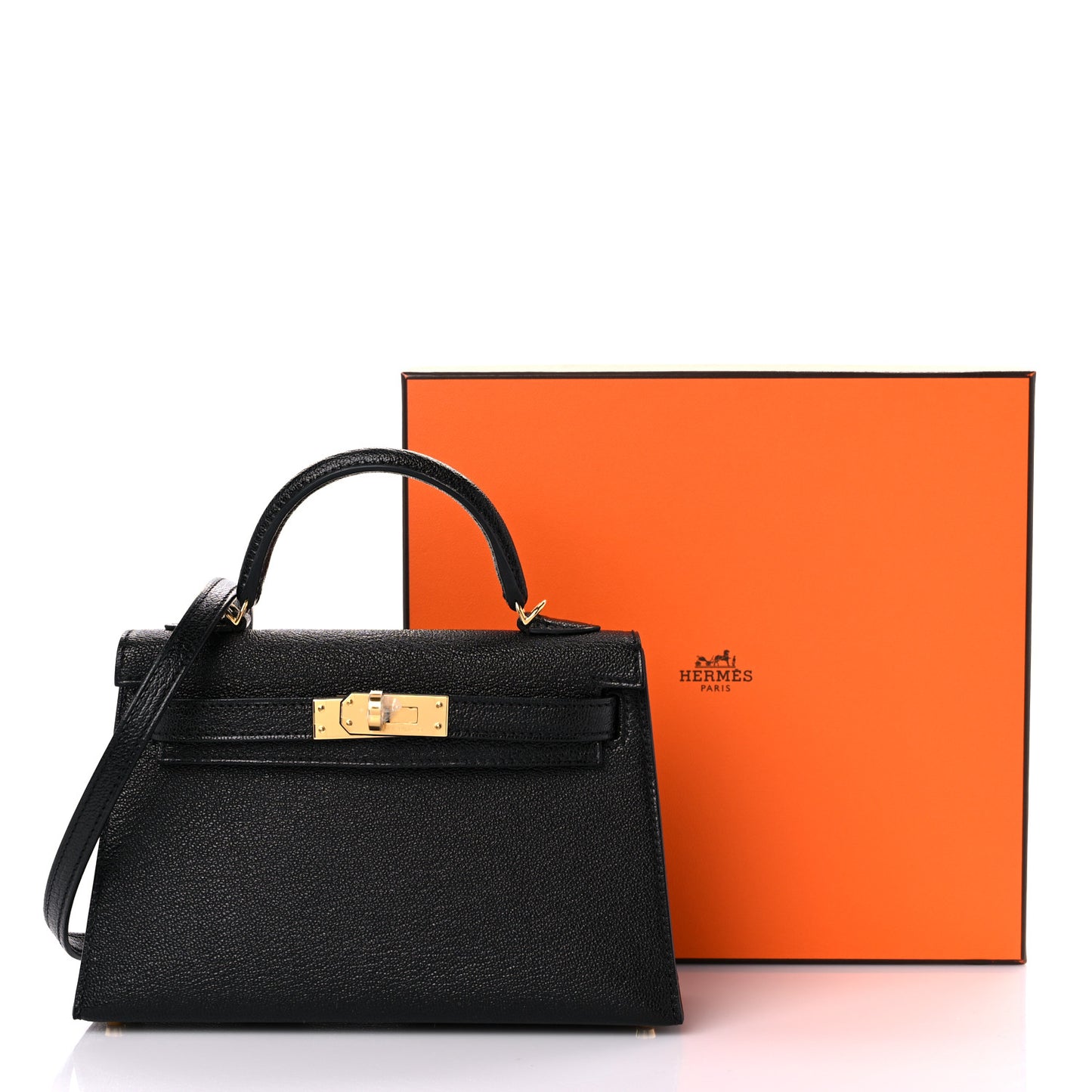 Chevre Mysore Horseshoe Mini Kelly Sellier 20 Black Rouge De Cour