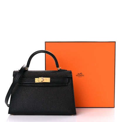 Hermes Chevre Mysore Horseshoe Mini Kelly Sellier 20 Black Rouge De Cour 8 of 8