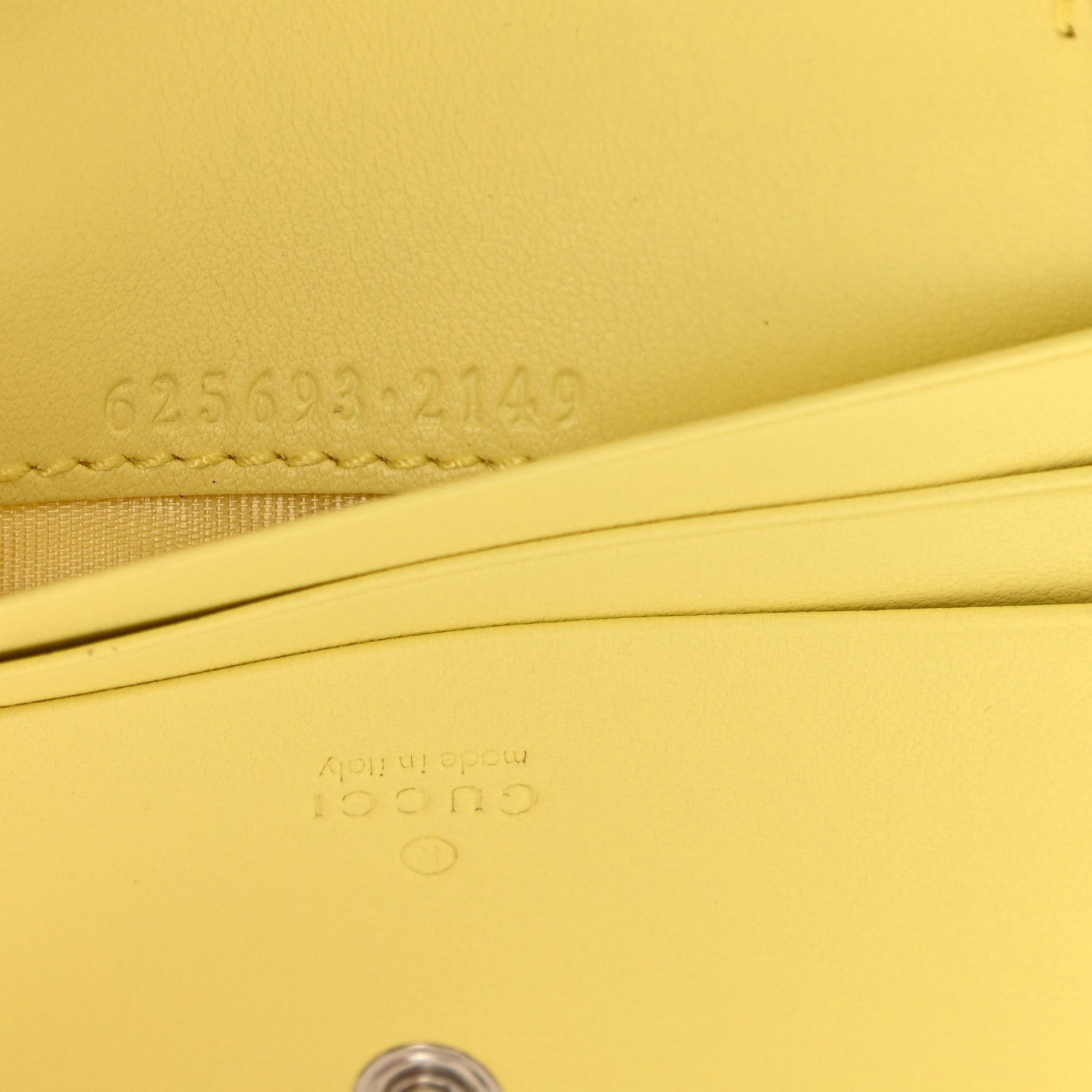 Gucci Calfskin Matelasse GG Marmont Mini Wallet On Chain Banana 8 of 10