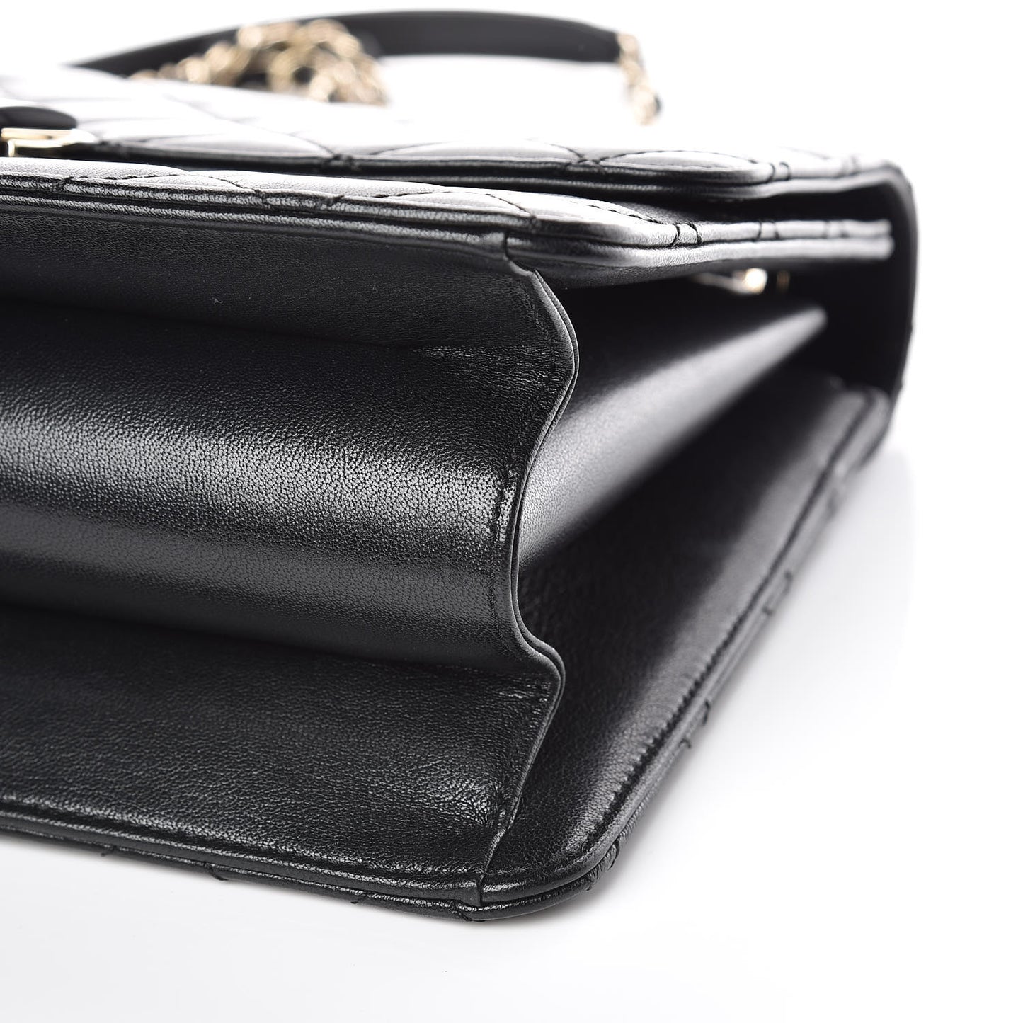 Sheepskin Quilted Large Beauty Lock Flap Black