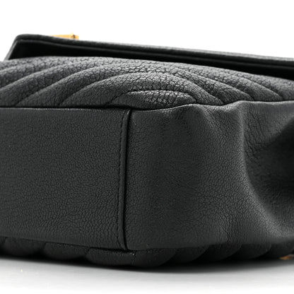 Saint Laurent Sheepskin Matelasse Chevron Monogram Medium College Bag Black 11 of 15