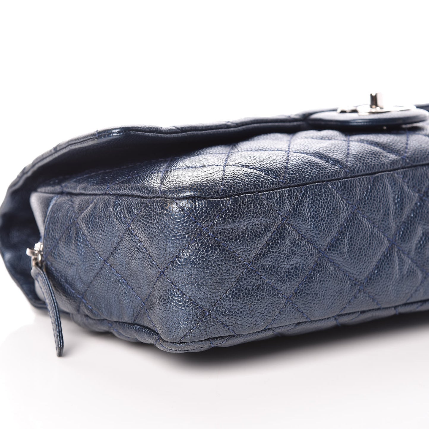 Iridescent Caviar Quilted Large Chic Flap Blue