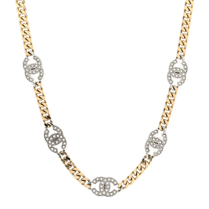 Chanel Crystal Chain CC Link Choker Gold Silver 1 of 5