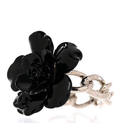 Chanel Palladium Resin CC Camellia Ring 7.5 Black 3 of 5