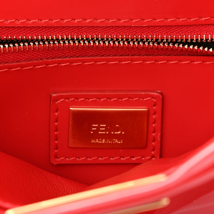 Fendi Vitello Vernice Mou Mini Peekaboo Iconic Satchel Rosso Cardinale 6 of 9
