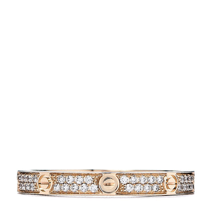 Cartier 18K Yellow Gold Diamond 2.6mm LOVE Paved Band Ring 55 7.25 1 of 6