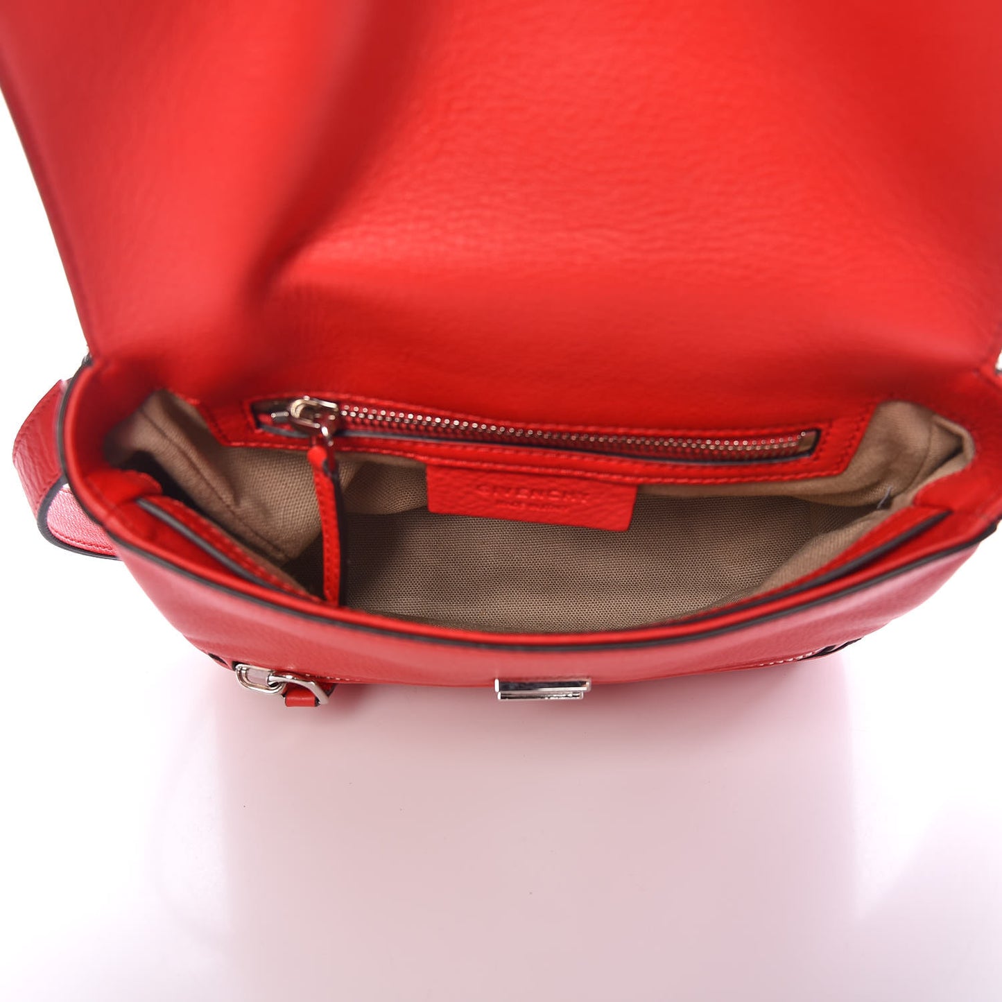 Waxy Grained Calfskin Mini Pandora Pure Flap Bag Red