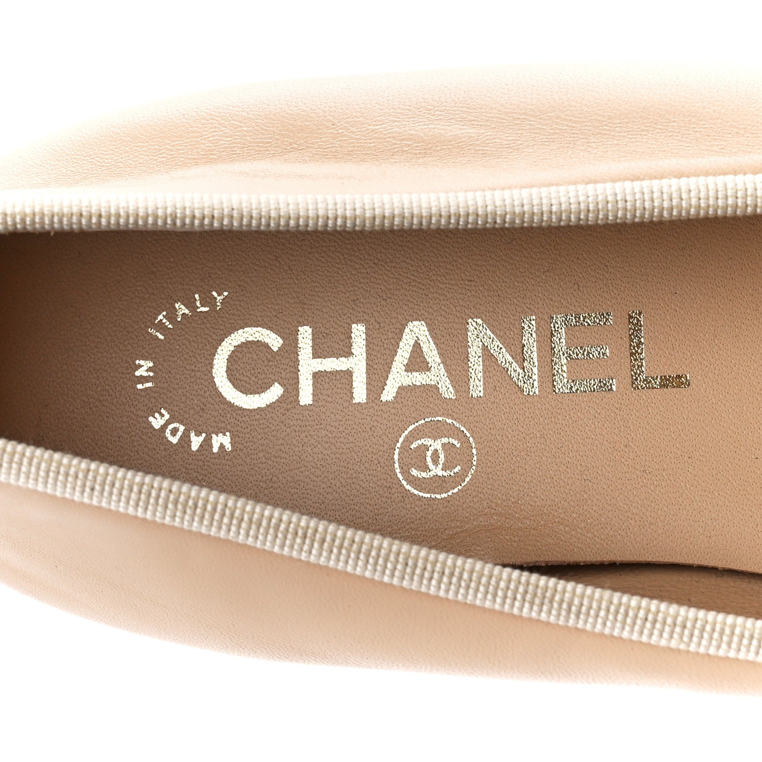 Chanel Lambskin Cap Toe CC Ballerina Flats 37 Beige Black 7 of 9