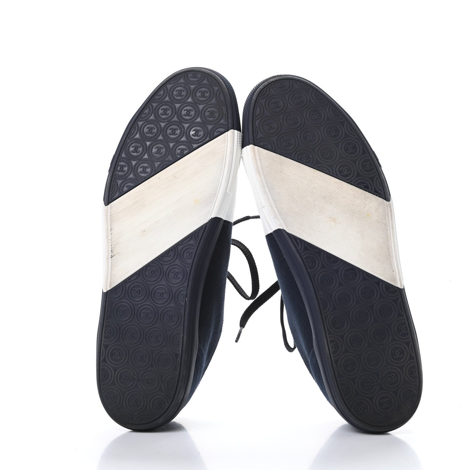 Chanel Canvas Womens Sneakers 38 Navy White 5 of 9