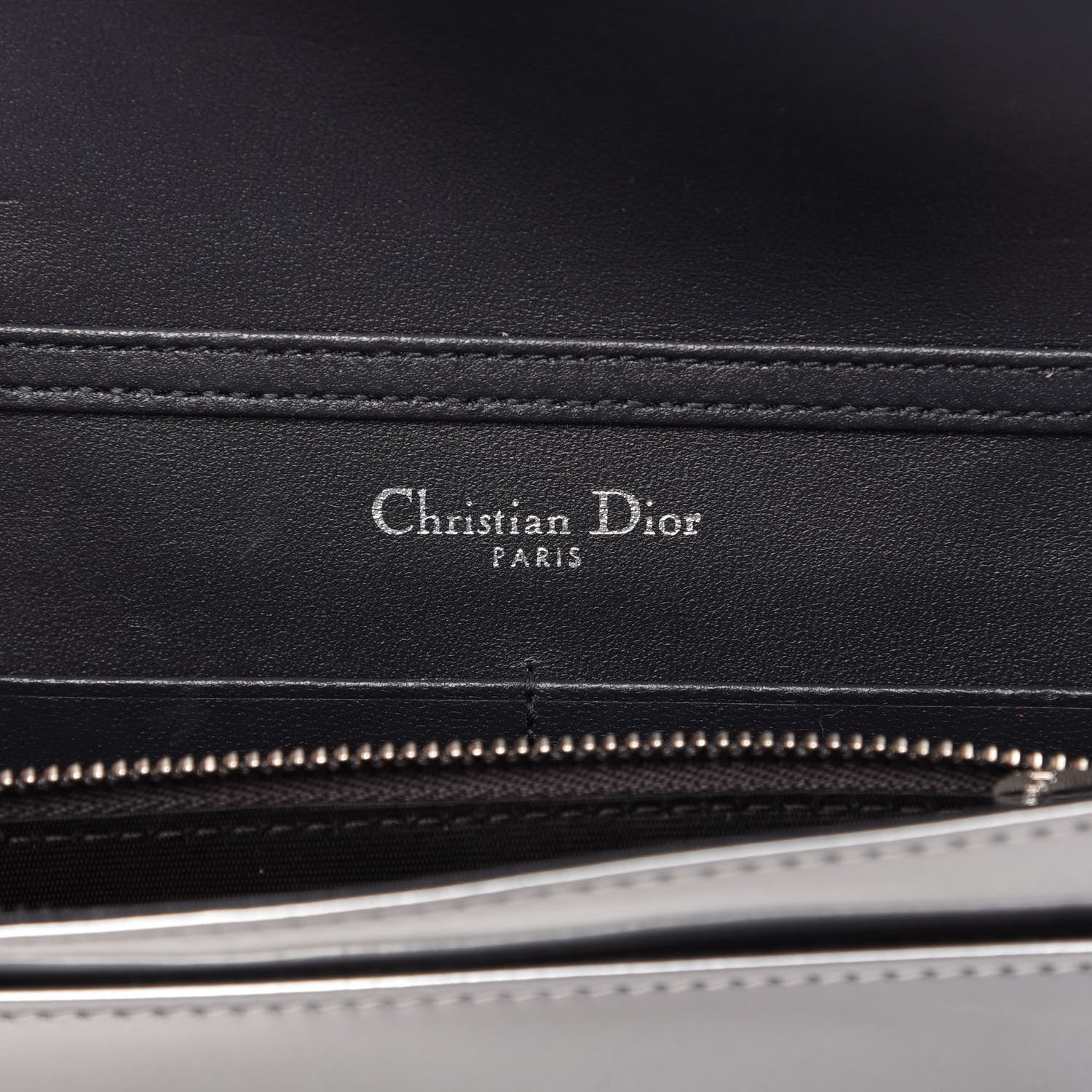 Christian Dior Metallic Patent Micro-Cannage Diorama Wallet on Chain Pouch Silver 8 of 10