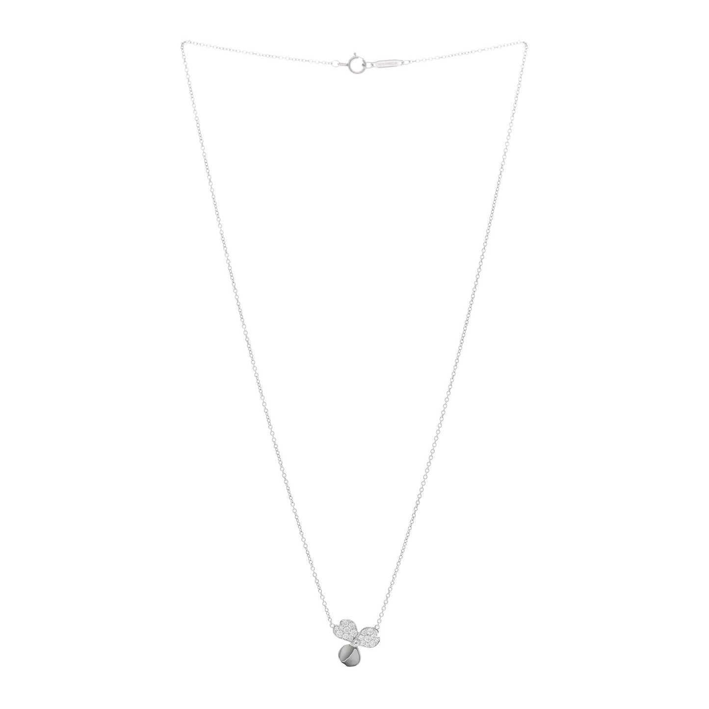 Platinum Diamond .17ctw Small Paper Flowers Pendant Necklace