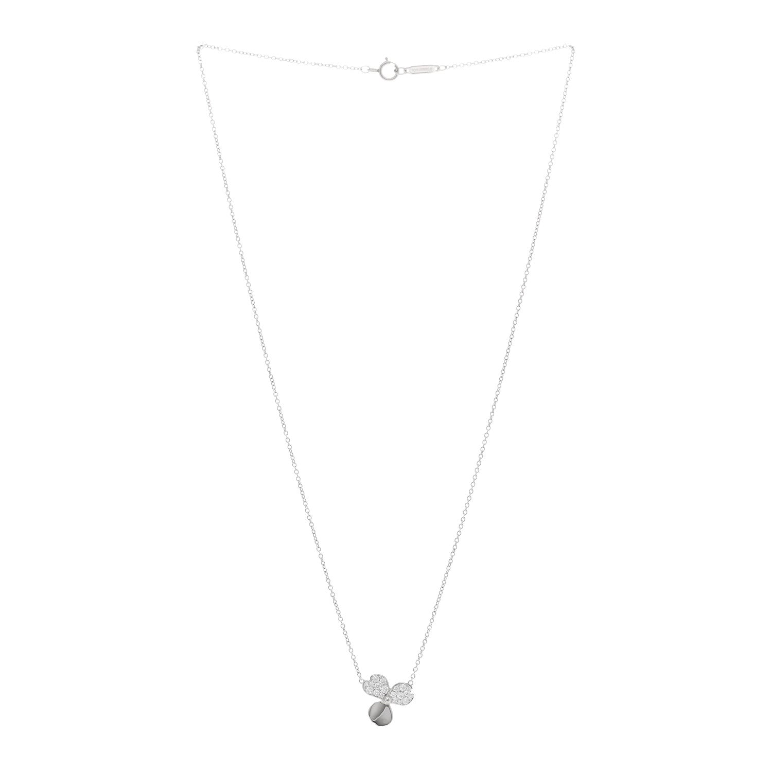 Tiffany Platinum Diamond .17ctw Small Paper Flowers Pendant Necklace 3 of 5