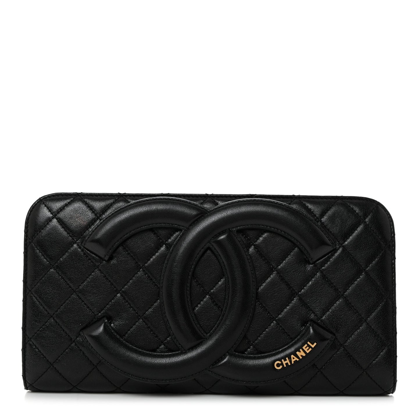 Lambskin Quilted Coco Midnight Clutch Black
