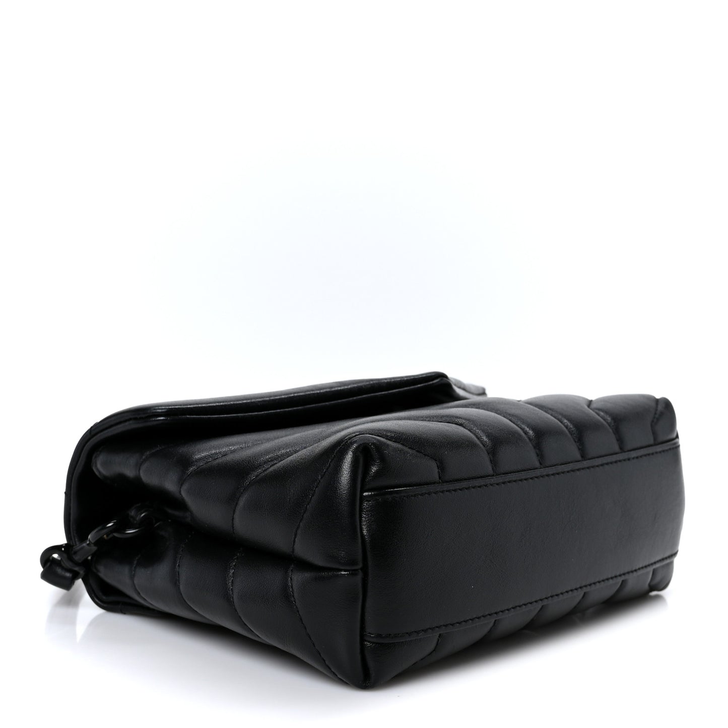 Calfskin Y Quilted Monogram Monochrome Toy Loulou Crossbody Bag Black