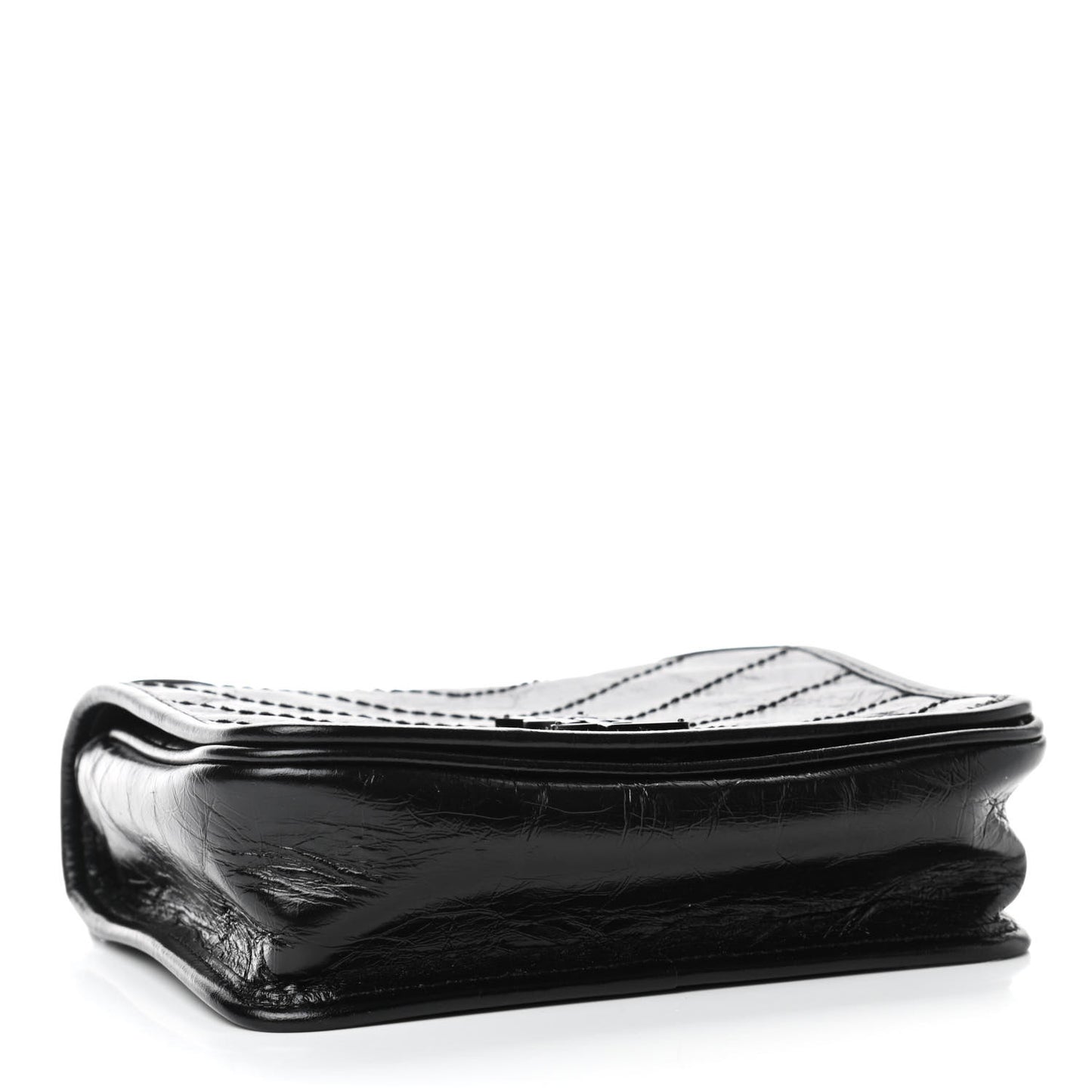 Crinkled Calfskin Matelasse Monogram Niki Chain Wallet Black