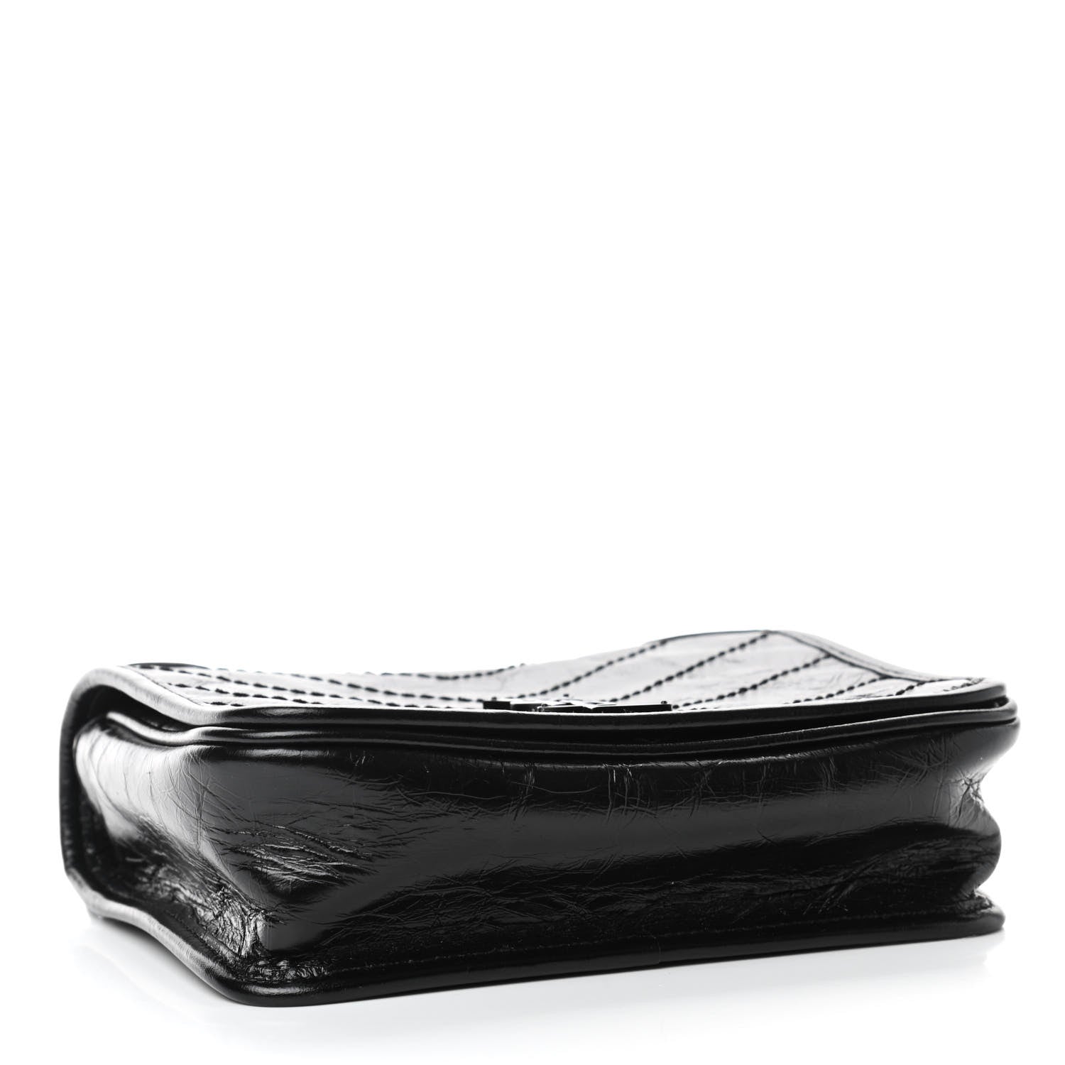 Saint Laurent Crinkled Calfskin Matelasse Monogram Niki Chain Wallet Black 3 of 4