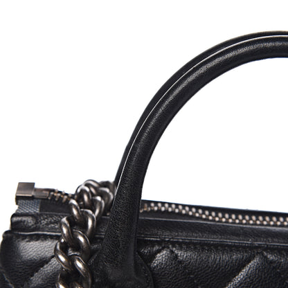 Chanel Shiny Sheepskin Quilted Small Shopping Tote Black 15 of 16