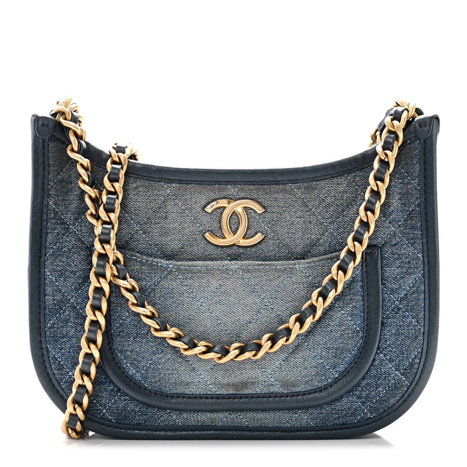 Chanel Washed Denim Quilted Hobo Blue 1 of 10