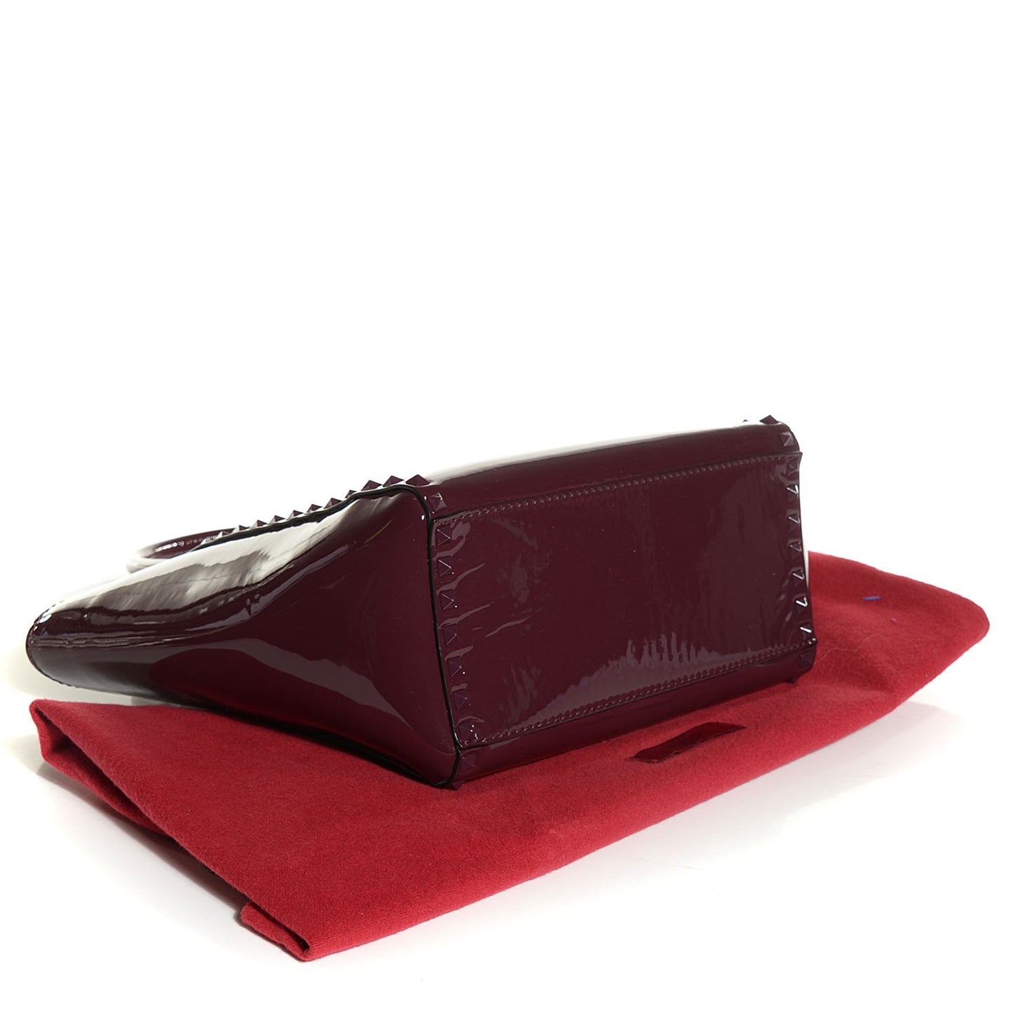 Patent Rockstud Double Handle Tote Rubin