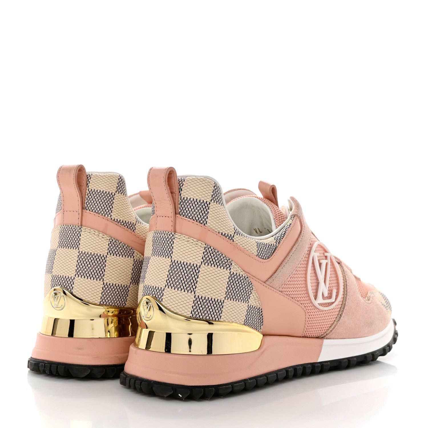 Louis Vuitton Suede Damier Azur Run Away Sneakers 35 Pink 4 of 8
