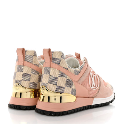 Louis Vuitton Suede Damier Azur Run Away Sneakers 35 Pink 4 of 8