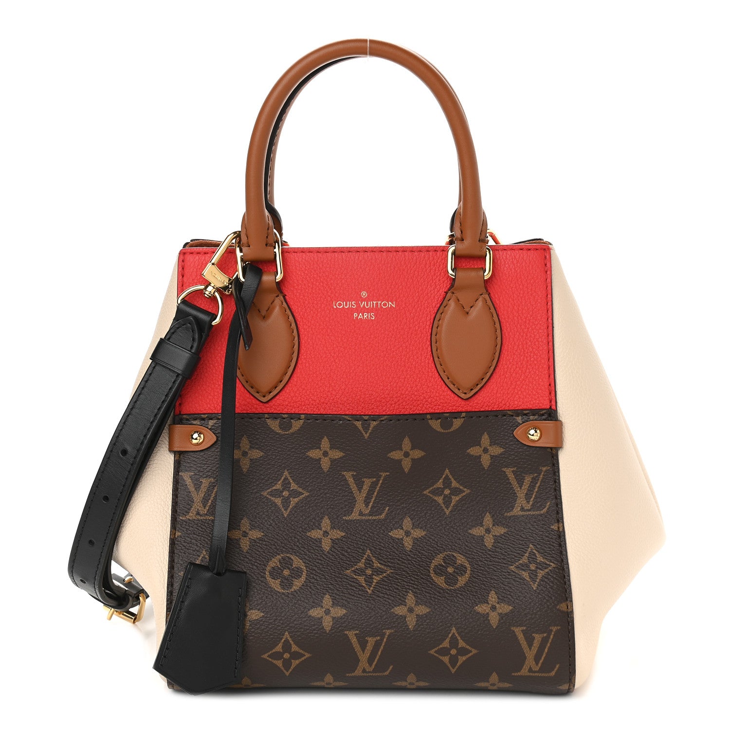 Louis Vuitton Calfskin Monogram Fold Tote PM Cerise Cream Black 1 of 9