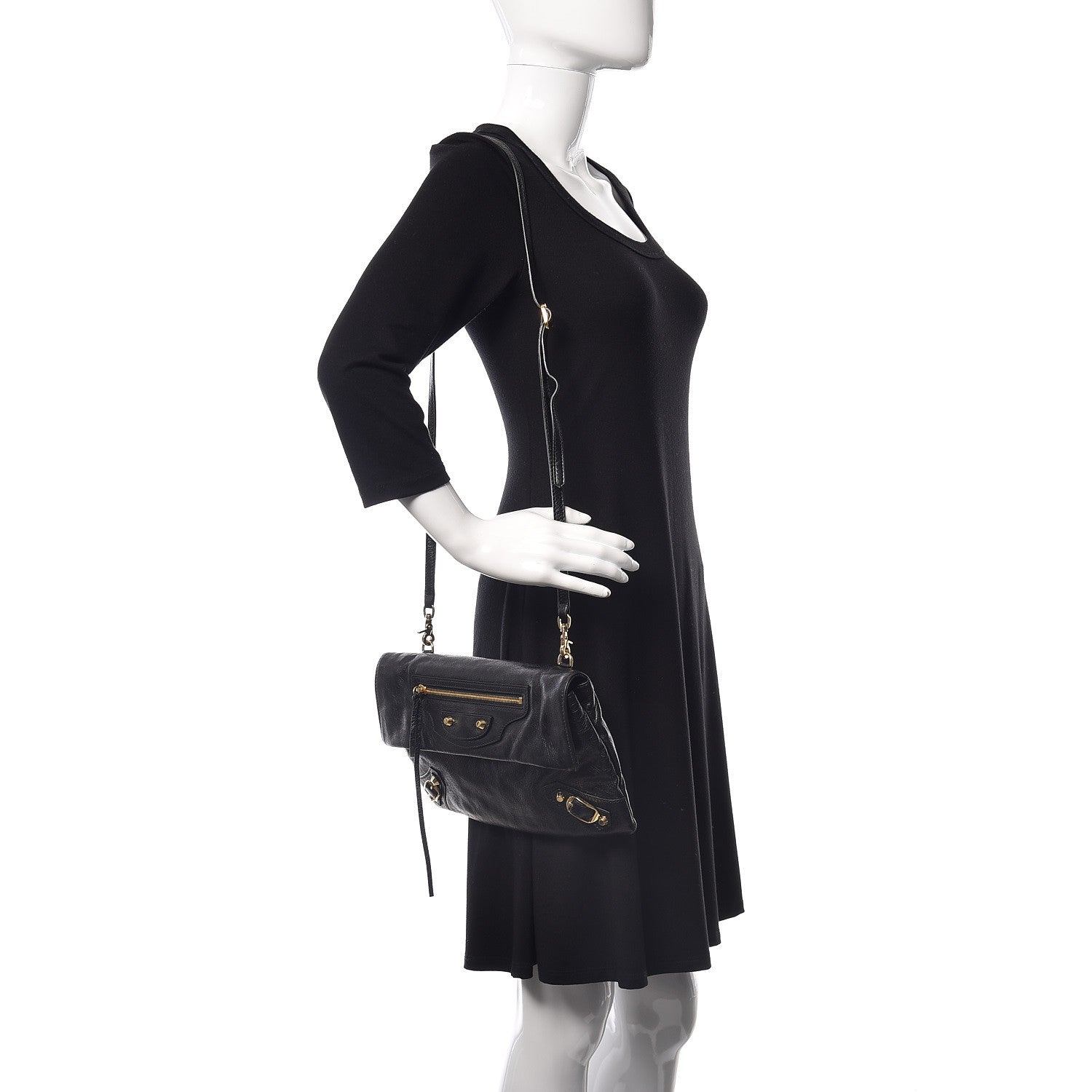 Balenciaga Agneau Classic Hardware Envelope Clutch Black 2 of 10