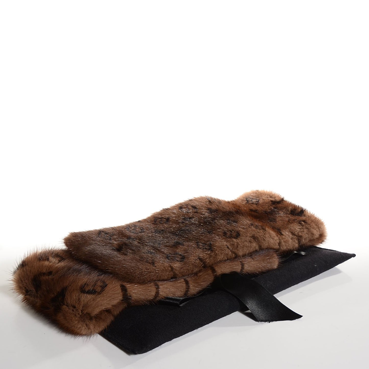 Monogram Mink Fur Scarf Stole Wrap