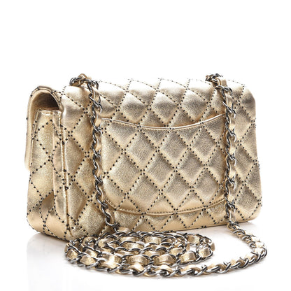 Chanel Metallic Lambskin Quilted Side Stitch Mini Rectangular Flap Gold 3 of 7