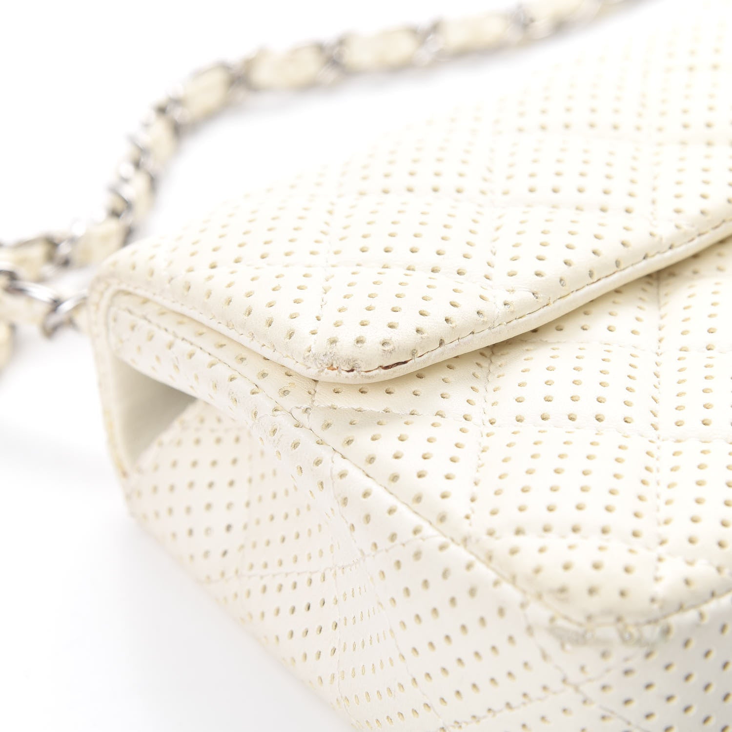 Chanel Lambskin Perforated East West Flap White 12 of 16