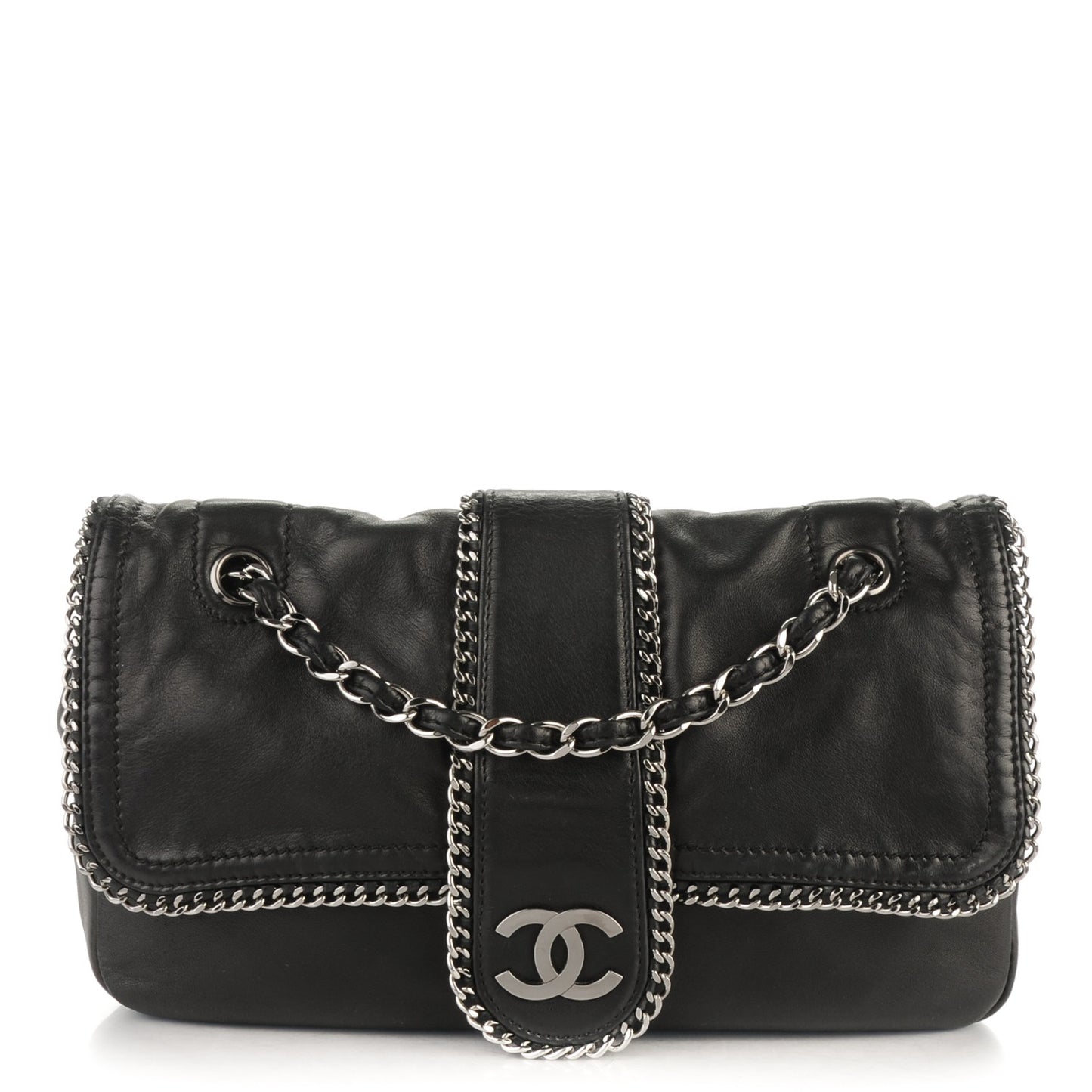 Lambskin Large Madison Flap Black