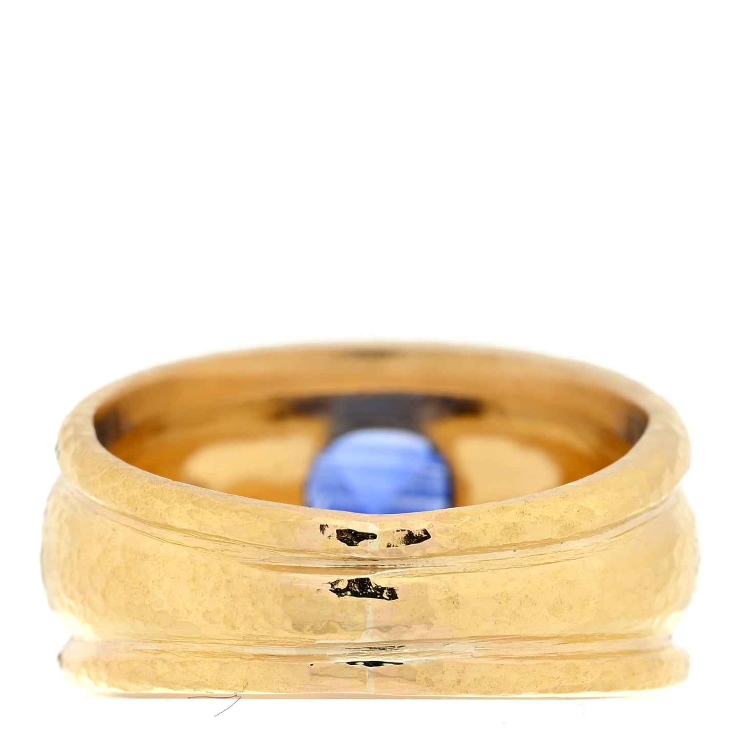 19K Yellow Gold Diamond Blue Sapphire Cigar Band Ring 51 5.75