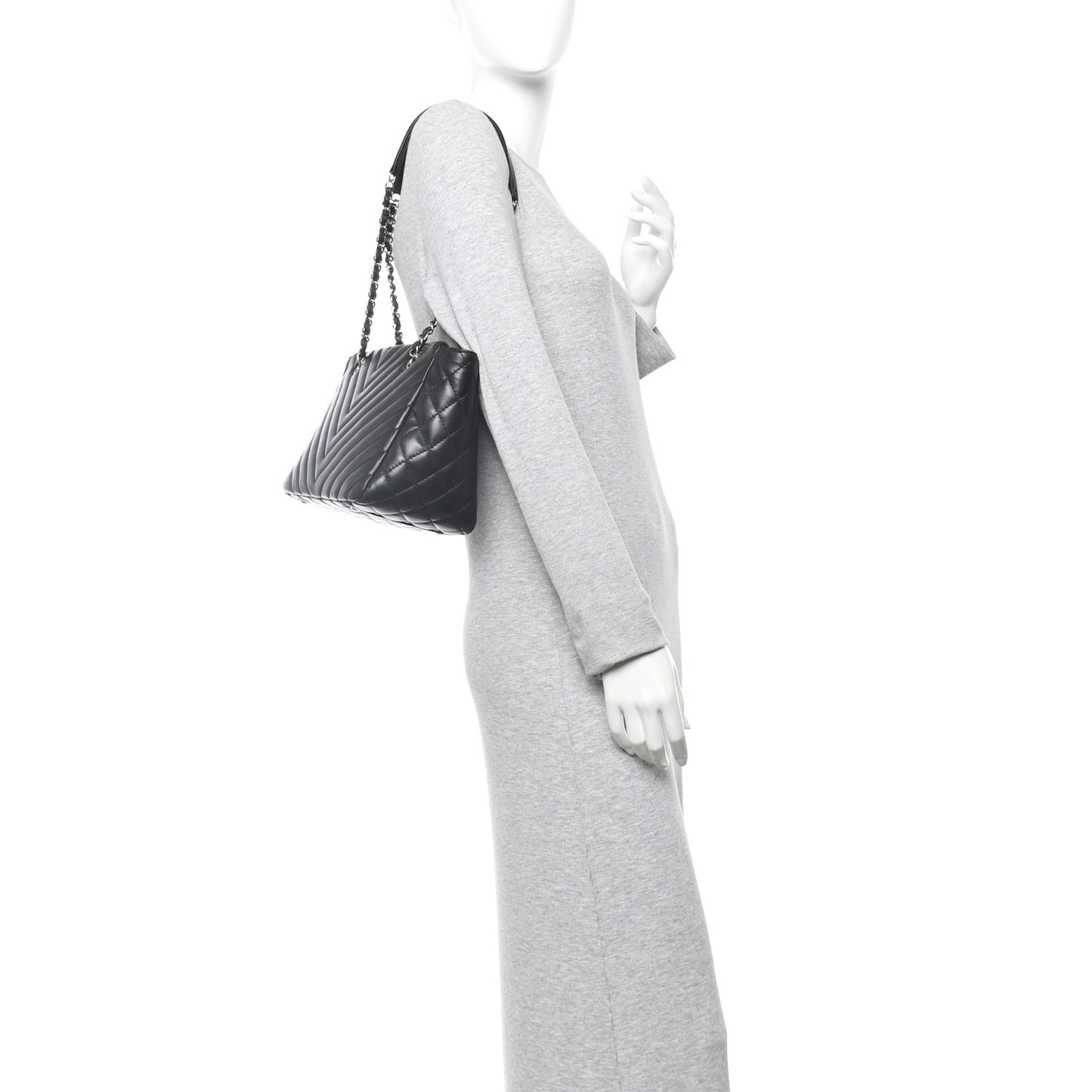 Lambskin Surpique Chevron Small Tote Black