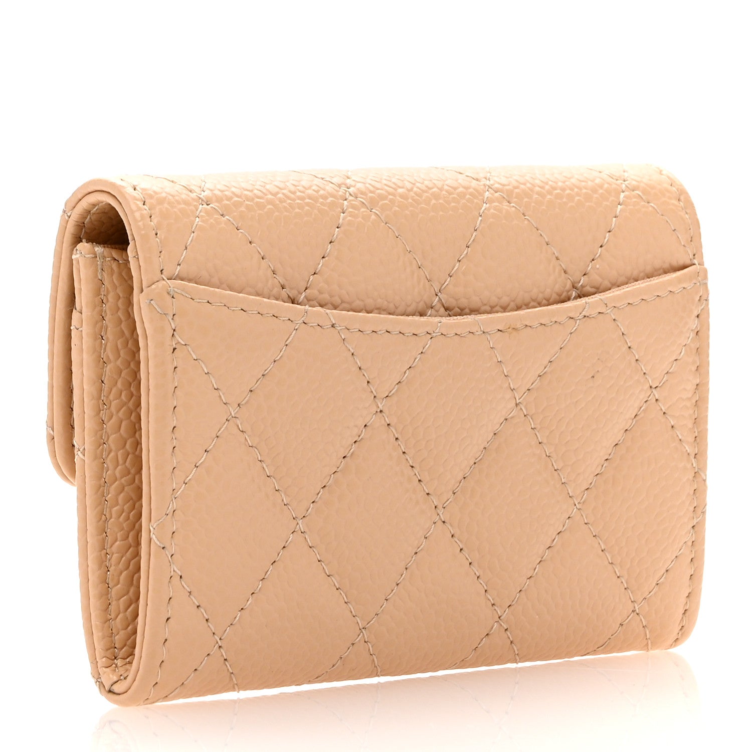 Chanel Caviar Quilted Flap Card Holder Wallet Beige 3 of 8