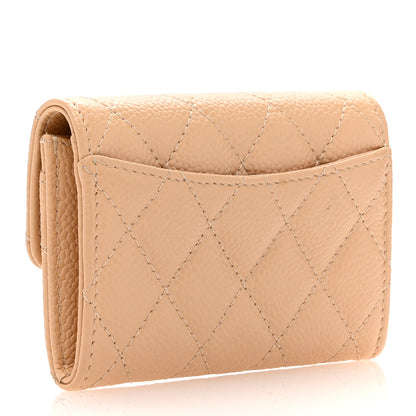 Chanel Caviar Quilted Flap Card Holder Wallet Beige 3 of 8