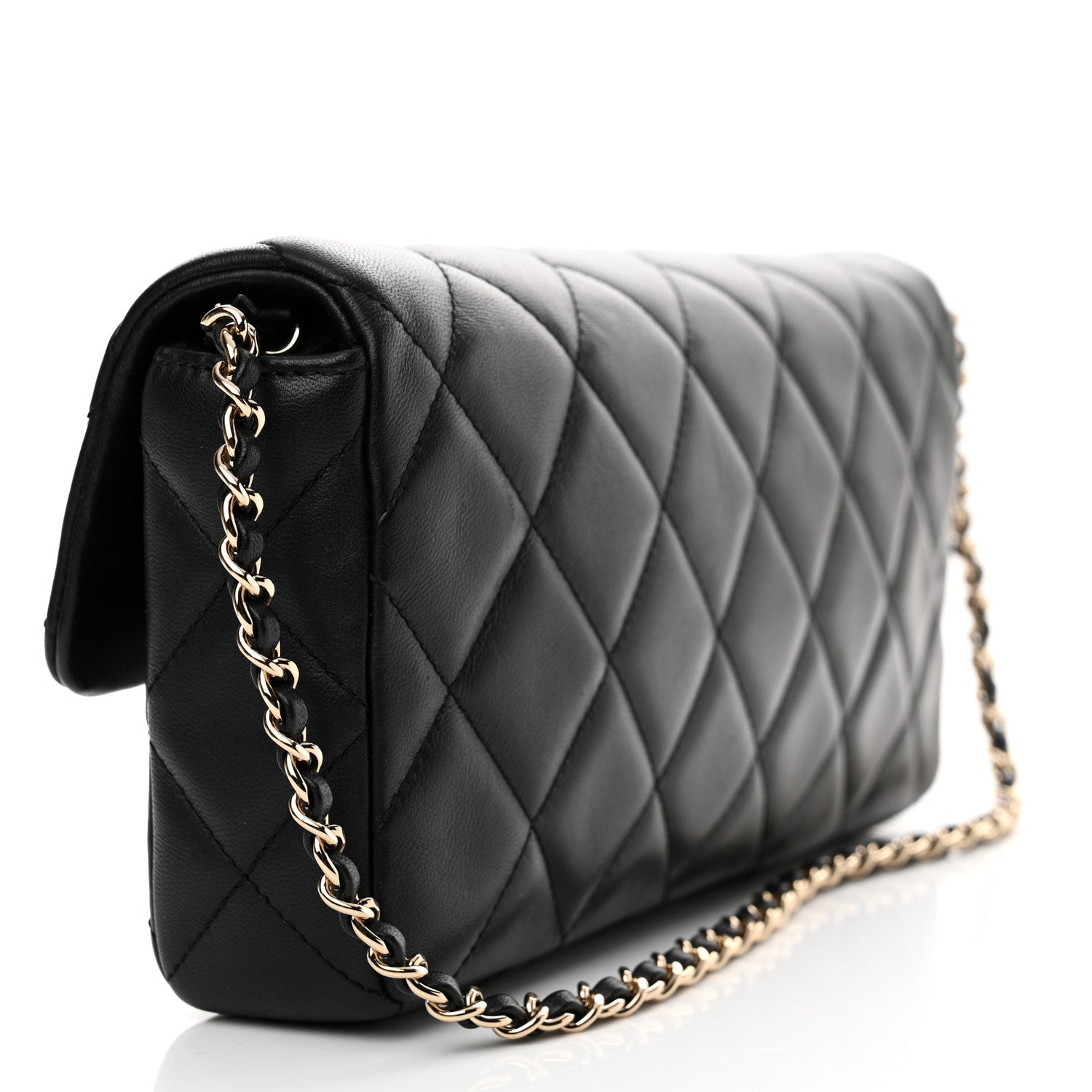 Chanel Lambskin Quilted Pearl CC Flap Clutch Black 3 of 11