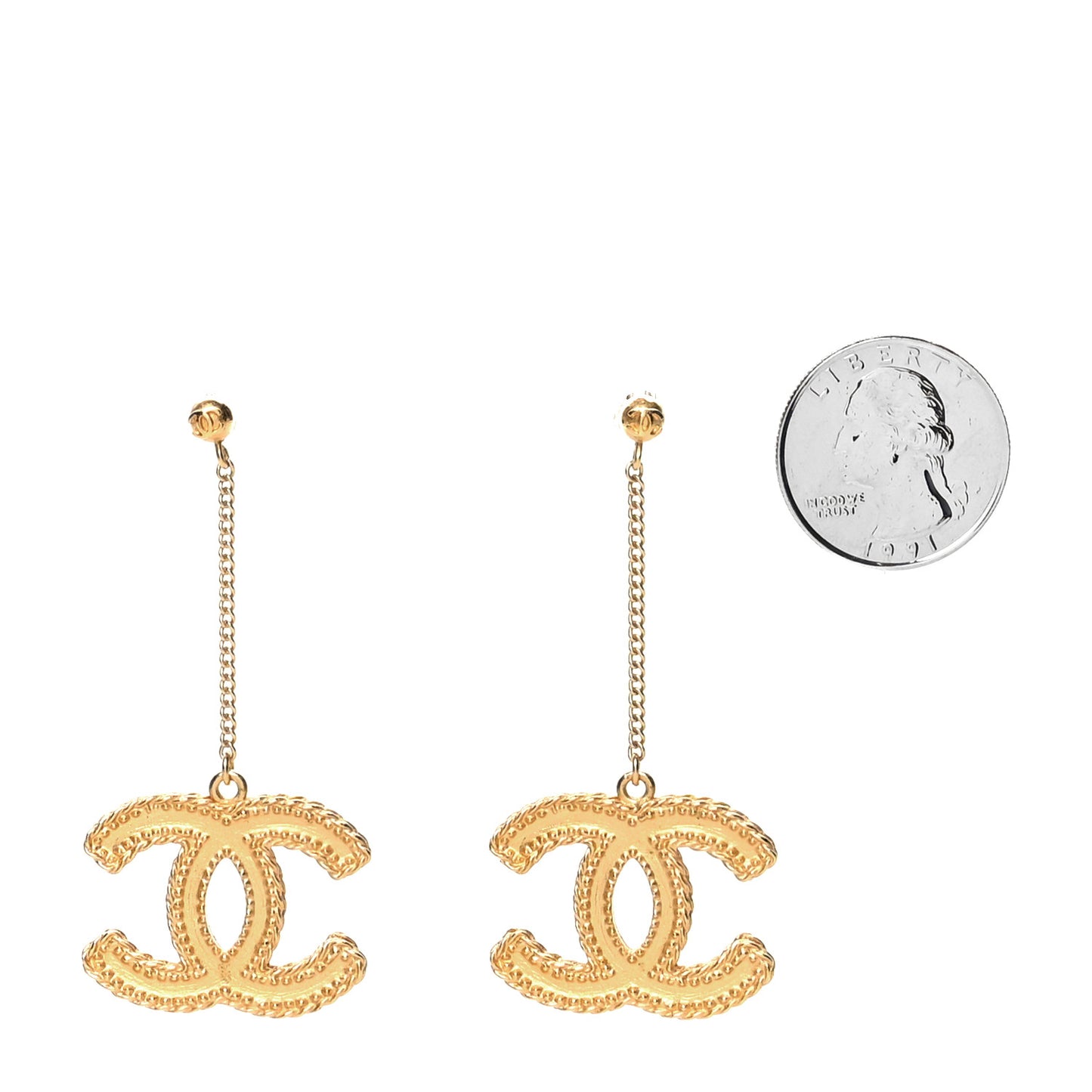 CC Drop Earrings Matte Gold