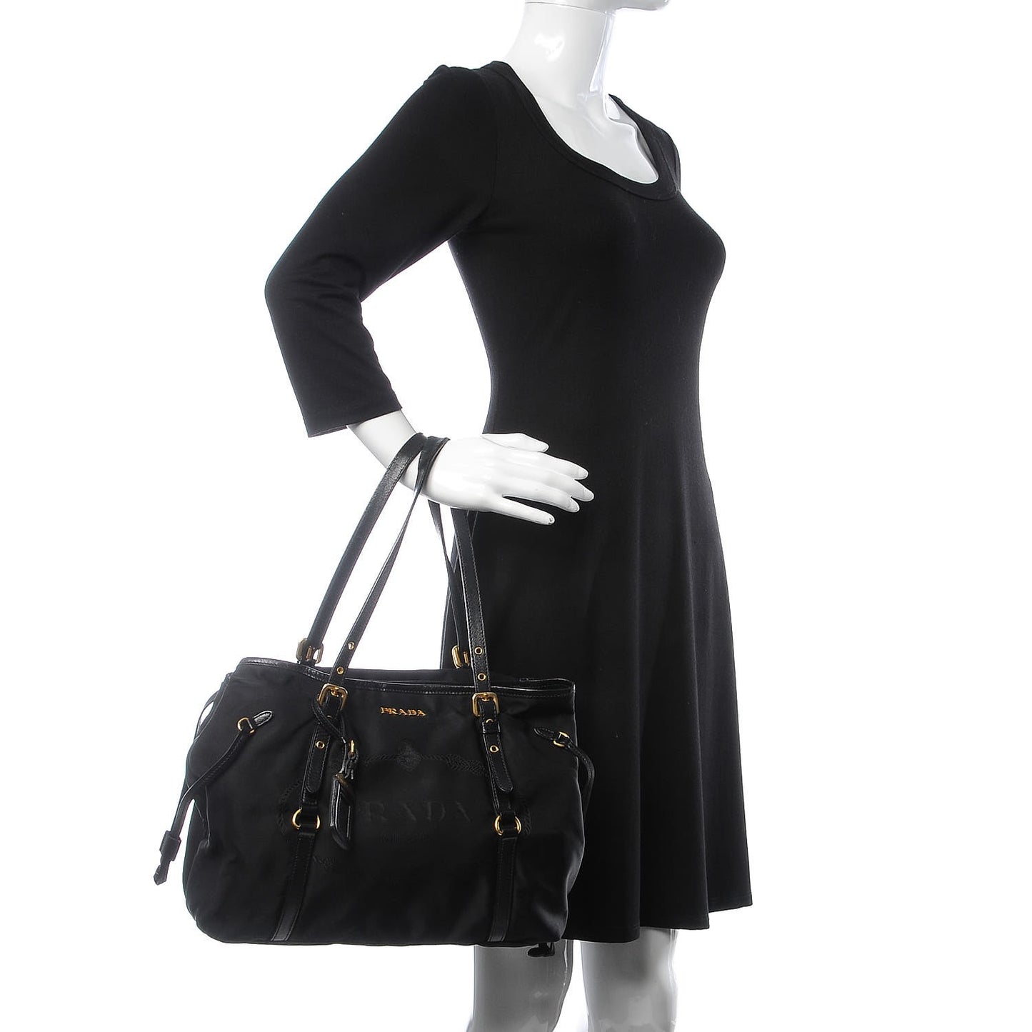 Tessuto Nylon Jacquard Logo Tote Black