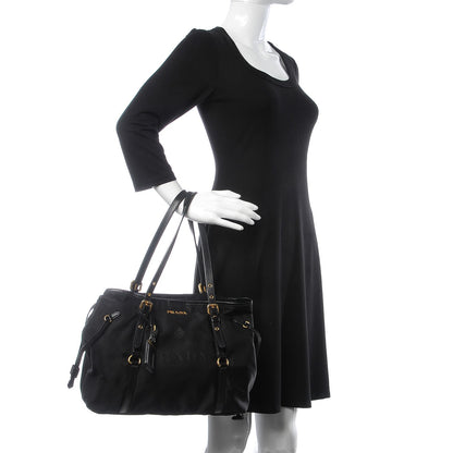 Prada Tessuto Nylon Jacquard Logo Tote Black 2 of 9