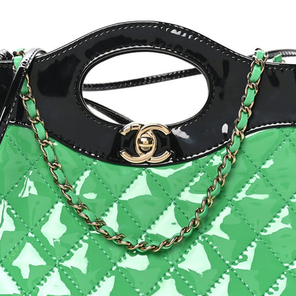Chanel Patent Calfskin Quilted Mini 31 Shopping Bag Green Black 8 of 10