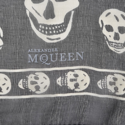 Alexander McQueen Silk Chiffon Skull Scarf Black Ivory 5 of 5