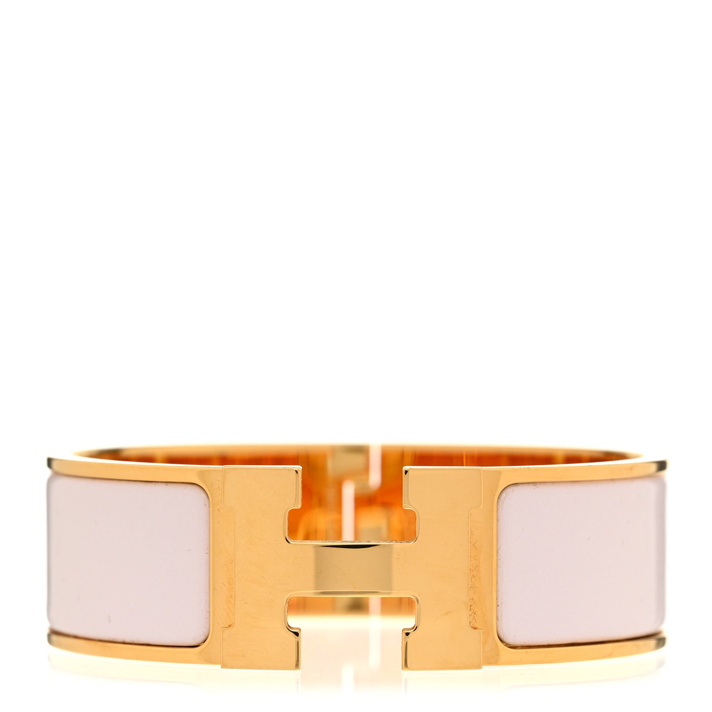 Enamel Wide Clic Clac H Bracelet GM White