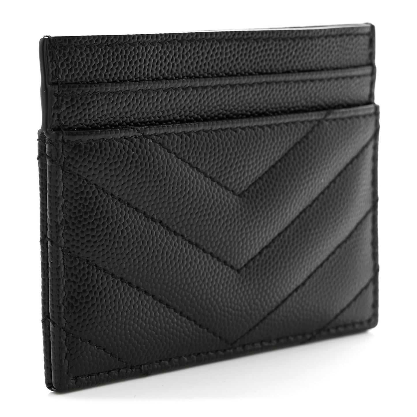 Grain De Poudre Matelasse Chevron Monogram Credit Card Case Black