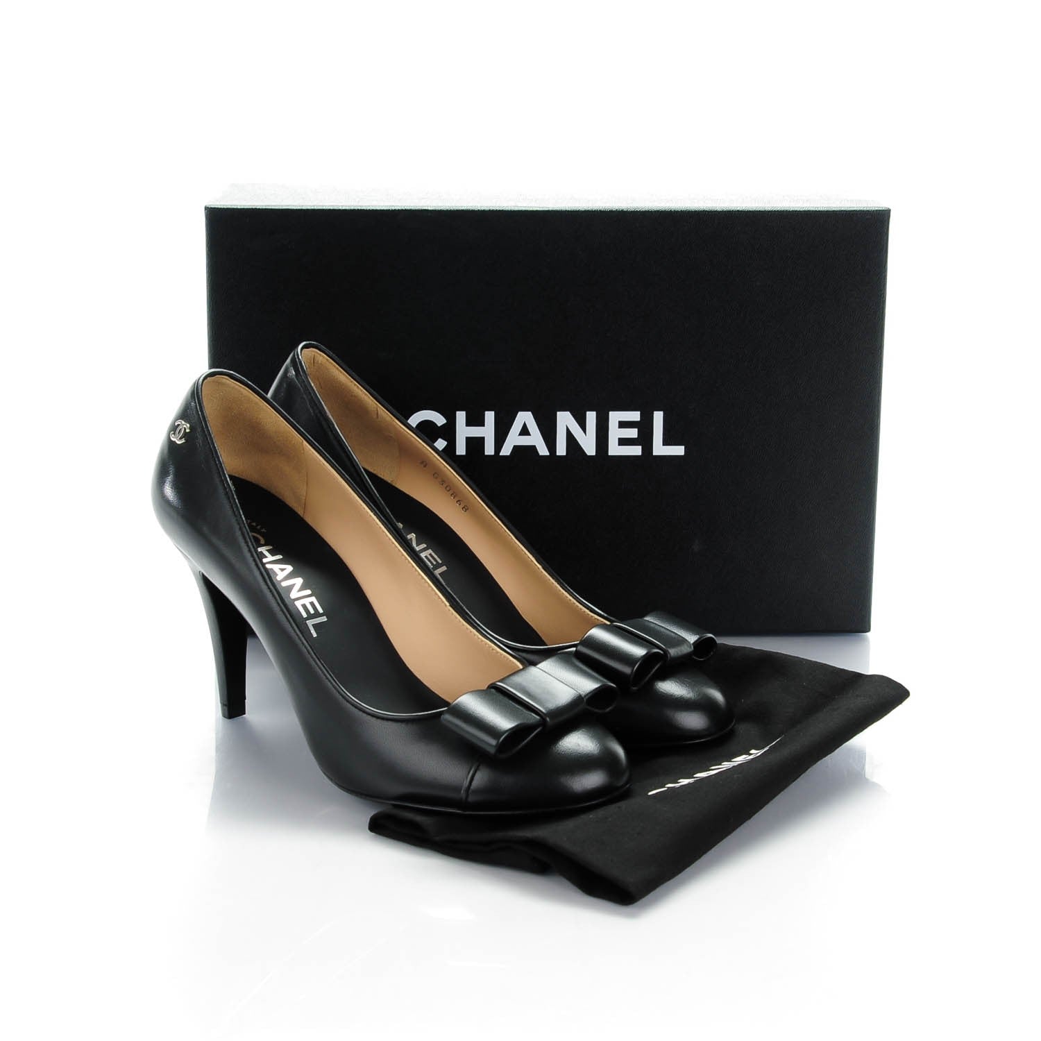 Chanel Lambskin Bow Pumps 36.5 Black 7 of 8