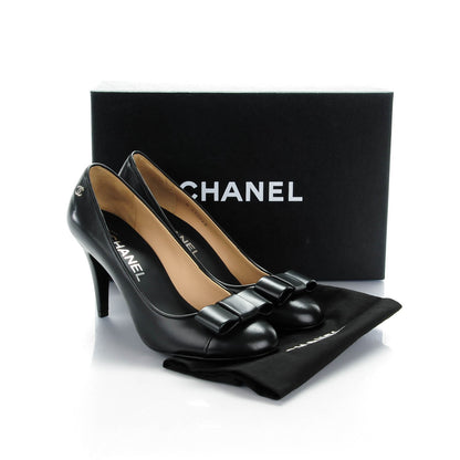 Chanel Lambskin Bow Pumps 36.5 Black 7 of 8