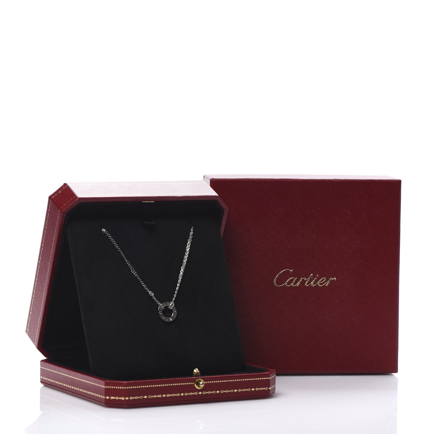 18K White Gold 2 Diamond LOVE Necklace