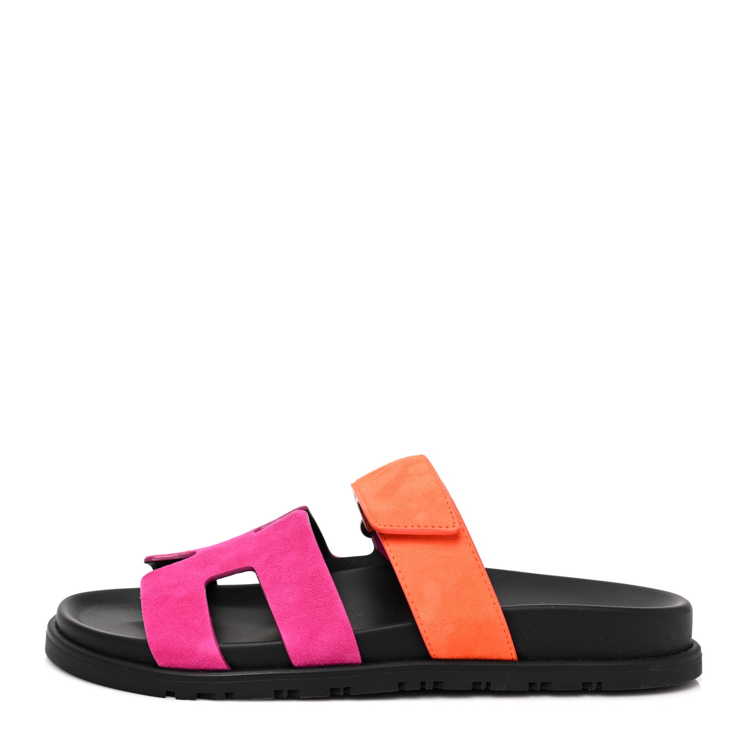 Hermes Suede Goatskin Womens Chypre Sandals 37 Rose Chapas Orange Synthetique 37 1 of 8